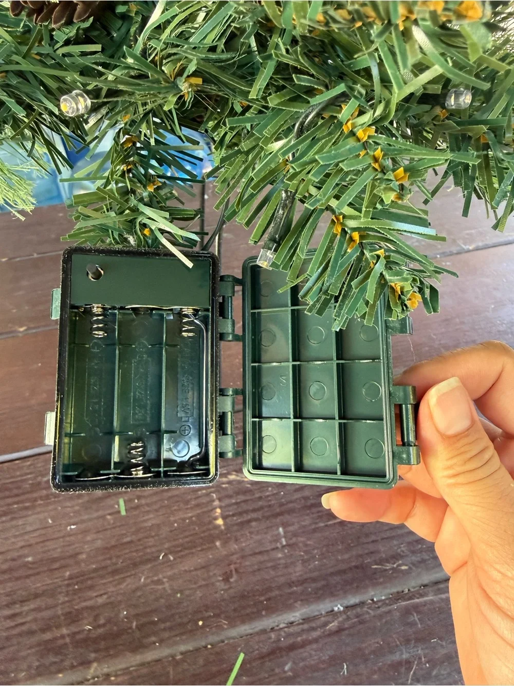 Set of 2 Pre-Lit Artificial Christmas Greenery Stakes with Timer